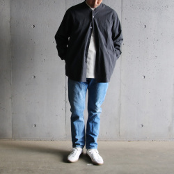 LAMOND (ラモンド) LM-S-085-SH [BAND COLLAR CHAMBRAY SHIRTS JACKET] バンドカラー シャンブレー シャツ ジャケット (CHARCOAL)