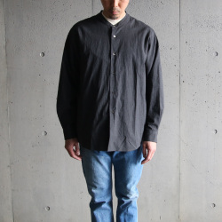 LAMOND (ラモンド) LM-S-085-SH [BAND COLLAR CHAMBRAY SHIRTS JACKET] バンドカラー シャンブレー シャツ ジャケット (CHARCOAL)