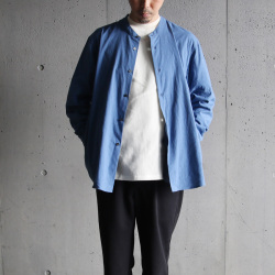 LAMOND (ラモンド) LM-S-085-SH [BAND COLLAR CHAMBRAY SHIRTS JACKET] バンドカラー シャンブレー シャツ ジャケット (BLUE)