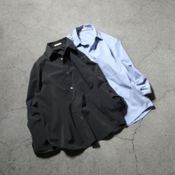 LAMOND (ラモンド) LM-S-077-CT [Cotton Creased Shirts Jacket] コットニー クリーズド シャツジャケット (AQUA BLUE) (MOSS CHARCOAL)
