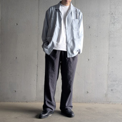 LAMOND (ラモンド) [LM-P-101-UM]  NEW SEMI WIDE SHARI PANTS  /シャリパンツ (CHAMBRAY BLACK) (ASH GRAY)