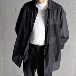 LAMOND (ラモンド) LM-S-077-VO [ Voile lawn Shirts ] ボイルローン シャツ ジャケット (BLACK)