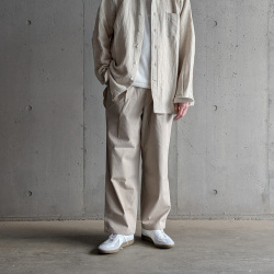 LAMOND (ラモンド) LM-P-137 TWI [ORGANIC COTTON HIGH TWIST STANDARD WIDE PANTS] オーガニックコットン ハイツイスト ワイドイージーパンツ (ECRU)