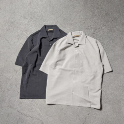 LAMOND (ラモンド) LM-S-083-UM [SHARI SHIRTS] オープンカラー S/S シャツ (CHAMBRAY BLACK) (ASH GRAY)