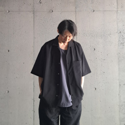 LAMOND (ラモンド) LM-S-083 [SHARI SHIRTS] オープンカラー S/S シャツ (BLACK) (CHARCOAL)