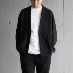 LAMOND (ラモンド) LM-O-113-TM [THERMO TWILL NO COLLAR JACKET] サーモツイル ノーカラージャケット (BLACK)