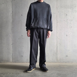 　MOOJIMOOJI ( ムージームージー ) MOO-25F-2 [OVERSIZE KANGAROO POCKET CREW AGED] クルーネック カンガルーポケット クルーネック スウェット (PURPLE) (NAVY) (BLACK) 