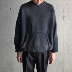 　MOOJIMOOJI ( ムージームージー ) MOO-25F-2 [OVERSIZE KANGAROO POCKET CREW AGED] クルーネック カンガルーポケット クルーネック スウェット (PURPLE) (NAVY) (BLACK) 