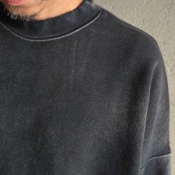 　MOOJIMOOJI ( ムージームージー ) MOO-25F-2 [OVERSIZE KANGAROO POCKET CREW AGED] クルーネック カンガルーポケット クルーネック スウェット (PURPLE) (NAVY) (BLACK) 