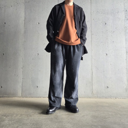 　MOOJIMOOJI ( ムージームージー ) MOO-25F-5 [SWEAT 04 PANTS] ワイド スウェットパンツ (BLACK) 