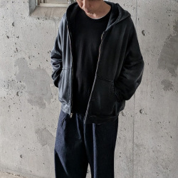 　MOOJIMOOJI ( ムージームージー ) MOO-26F-3 [OVERSIZE ZIP UP HOODIE AGED]  オーバーサイズジップアップフーディー (BLACK) 