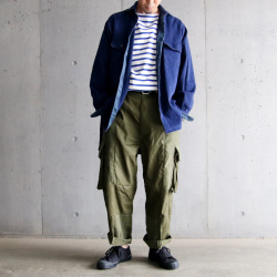 NIGEL  CABOURN (ナイジェルケーボン)  [MAINE LINE] 80450010001 [ GRANDPA SHIRT - COTTON DRILL ] グランパシャツ - コットンドリル ロングワークシャツ (BLUE)