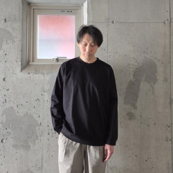 Re made in tokyo japan (アールイーメイドイントウキョウジャパン) 5024A-CT [Tokyo Made Wide Dress T-shirt (Long sleeve)]ワイド ドレスTシャツ L/S T (WHITE)  (BLACK)