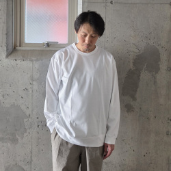 Re made in tokyo japan (アールイーメイドイントウキョウジャパン) 5024A-CT [Tokyo Made Wide Dress T-shirt (Long sleeve)]ワイド ドレスTシャツ L/S T (WHITE)  (BLACK)