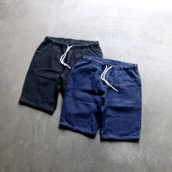 Re made in tokyo japan (アールイーメイドイントウキョウジャパン) No7821S-BT [ French Linen Tuck Half PTS ] フレンチリネン 1タック イージーハーフパンツ  (BLACK) 