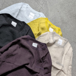 Re made in tokyo japan (アールイーメイドイントウキョウジャパン)  No7919S-CT [ French Linen T-shirt ] フレンチリネン ポケTEE (ECRU)(BLACK)(SAX)(YELLOW) (BURGUNDY) 