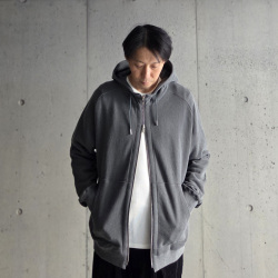RE MADE IN TOKYO JAPAN (アールイーメイドイントウキョウジャパン) 08025A-CT [Vintetage Sweat Elbow Patch Parka] ヴィンテージ スウェット エルボーパッチ フルジップパーカー(CHARCOAL) 