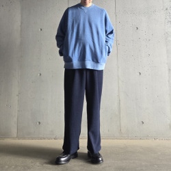 RE MADE IN TOKYO JAPAN (アールイーメイドイントウキョウジャパン) 08125A-CT [Vintetage Sweat Elbow Patch Ttainer] ヴィンテージ スウェット エルボーパッチ クルーネック プルオーバー(SAX) (CHARCOAL) 