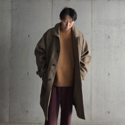 STILL BY HAND (スティルバイハンド)  [ CO03253 ] W/N balcollar coat ウールナイロン バルカラーコート (KHAKI BEIGE) (BLACK NAVY)