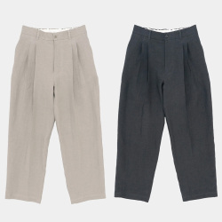 STILL BY HAND (スティルバイハンド)  [ PT07252 ] Linen 2Tuck Wide Tapered Pants /リネン2タックワイドパンツ (GREIGE) (BLUE CHARCOAL)