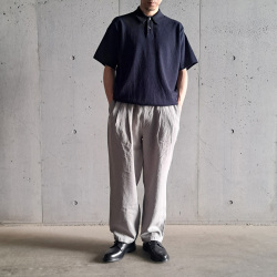 STILL BY HAND (スティルバイハンド)  [ PT07252 ] Linen 2Tuck Wide Tapered Pants /リネン2タックワイドパンツ (GREIGE) (BLUE CHARCOAL)