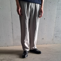 STILL BY HAND (スティルバイハンド)  [ PT07252 ] Linen 2Tuck Wide Tapered Pants /リネン2タックワイドパンツ (GREIGE) (BLUE CHARCOAL)