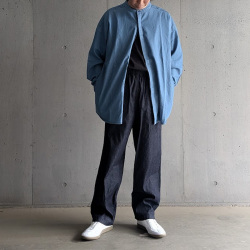 SEEALL (シーオール) [ EXTRA OVER BAND COLLAR SHIRTS ]  エクストラオーバー バンドカラー バンドカラーシャツ (DENIM WASHED)
