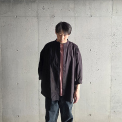 SEEALL (シーオール) [ EXTRA OVER BAND COLLAR SHIRTS ]  エクストラオーバー バンドカラー バンドカラーシャツ (BLACK)