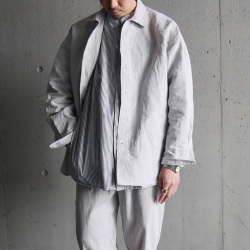 SEEALL (シーオール) [ OVERSIZED SHIRTS ] ロータスミリタリークロス オーバーサイズ シャツ (SILVER)