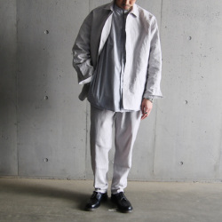 CURLY / CURLY& Co. (カーリー) 231-43032 [ YORYU CREPE TAPERED TROUSERS ] T/Cストライプ楊柳 (LT.GRAY)