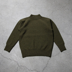 slopeslow (スロープスロー) 1253009-252SLP [ Hard twisted Shetlandwool GOB SWEATER ] モックネック セーター (RED)(KHAKI MIX)(BLACK)
