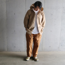 SUNNY ELEMENT (サニーエレメント) [CAVE SHIRT]　高密度コットン フーデッドシャツ (KHAKI)