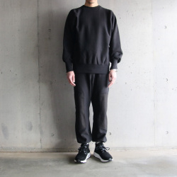 TUKI (ツキ) 0173P [COTTON LONG JOHNS (KNEE PATCH)] コットンテリー スウェットパンツ (BLACK)