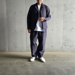 Jipijapa (ヒピハパ) Dolman sleeve 2-parts jacket (ドルマンスリーブ2パーツジャケット (キュプラリネンコットン)) / ラペル　ワークジャケット (NAVY) (BEIGE) 