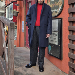 slopeslow (スロープスロー) 1253009-252SLP [ Hard twisted Shetlandwool GOB SWEATER ] モックネック セーター (RED)(KHAKI MIX)(BLACK)