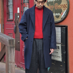 EEL PRODUCTS (イール プロダクツ) E-23163 [ BROWN DAY COAT / ブラウンデイコート ] カシミヤ混ウールメルトン チェスターコート (NAVY)