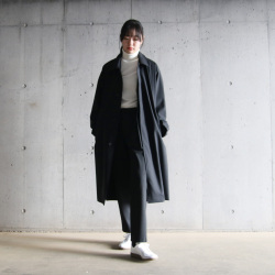 SEEALL (シーオール) SAU53-CT181-YM002[ BALMACAAN COAT ] メリノウール トロピカル ナノ撥水 バルマカーンコート (BLACK) 