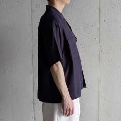 Y (ワイ) 1656150433 [ TENCEL POPLIN OPEN COLLAR SHIRT ] テンセル ポプリン オープンカラーシャツ (NAVY)