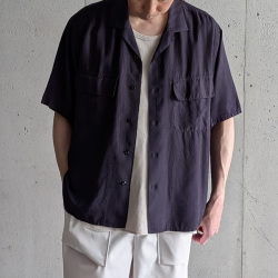 Y (ワイ) 1656150433 [ TENCEL POPLIN OPEN COLLAR SHIRT ] テンセル ポプリン オープンカラーシャツ (NAVY)