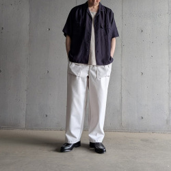 Y (ワイ) 1656150433 [ TENCEL POPLIN OPEN COLLAR SHIRT ] テンセル ポプリン オープンカラーシャツ (NAVY)