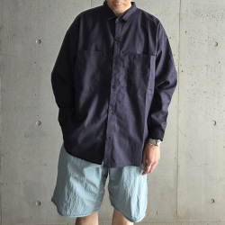 YARMO THE UNIFORM (ヤーモ ザ ユニフォーム) YTU-25SS 10 [ PAINTER SHIRT_Ramie/Cotton ] ペインターシャツ (ロングワークシャツ)ラミー/コットン (NAVY) (GRAY) 