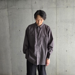 YARMO THE UNIFORM (ヤーモ ザ ユニフォーム) YTU-25SS 10 [ PAINTER SHIRT_Ramie/Cotton ] ペインターシャツ (ロングワークシャツ)ラミー/コットン (NAVY) (GRAY) 