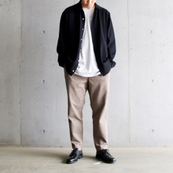 YONETOMI NEW BAISC (ヨネトミ ニューベーシック) 95-224-005 [LIGHT WAVE COTTON KNIT SHIRT] コットンニット シャツカーディガン (BLACK)