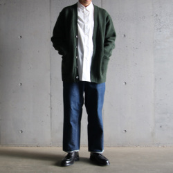 YONETOMI NEW BAISC (ヨネトミ ニューベーシック) 95-234-023 [SOFT LAMB WOOL KNIT C/D]  ソフトラムウールニット カーディガン (D.GREEN)(BLACK)