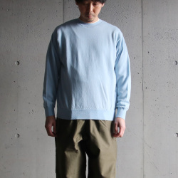 YONETOMI NEW BAISC (ヨネトミ ニューベーシック) 95-232-010 [4SEASONS WOOL KNIT P/O] YOETOMI別注 4シーズンウール ニット クルーネックプルオーバー (SAX)