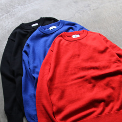 YONETOMI NEW BAISC (ヨネトミ ニューベーシック) 95-254-014 [AMERICAN WOOL & COTTON KNIT PULLOVER] アメリカンウール コットン ニット クルーネックプルオーバー (RED)(BLUE)(BLACK)