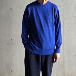 YONETOMI NEW BAISC (ヨネトミ ニューベーシック) 95-254-014 [AMERICAN WOOL & COTTON KNIT PULLOVER] アメリカンウール コットン ニット クルーネックプルオーバー (RED)(BLUE)(BLACK)