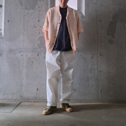 YONETOMI NEW BAISC (ヨネトミ ニューベーシック) 95-252-023 [ GIMA SLUB KNIT SHIRT ] ギマスラブニット シャツ (PINK) (BLACK) (IVORY)
