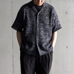 YONETOMI NEW BAISC (ヨネトミ ニューベーシック) 95-262-022 [ GIMA SLUB MOKU KNIT SHIRT ] ギマスラブニット シャツ (NAVY/WHITE) (NAVY/BLACK)