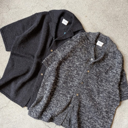 YONETOMI NEW BAISC (ヨネトミ ニューベーシック) 95-262-022 [ GIMA SLUB MOKU KNIT SHIRT ] ギマスラブニット シャツ (NAVY/WHITE) (NAVY/BLACK)